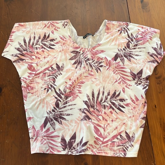 Kim & Cami Pink Print Top Size Medium Fern Print - Picture 3 of 9